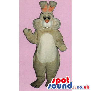 Plain Beige Rabbit Mascot With A Pink Nose And A White Belly -