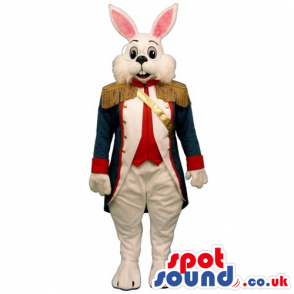 Customizable White Rabbit Mascot Wearing A Soldier Elegant