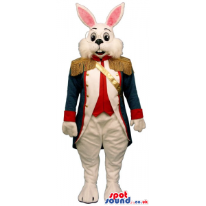 Customizable White Rabbit Mascot Wearing A Soldier Elegant