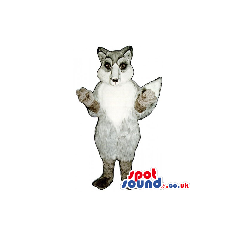 Customizable White And Grey Fox Wildlife Animal Mascot - Custom