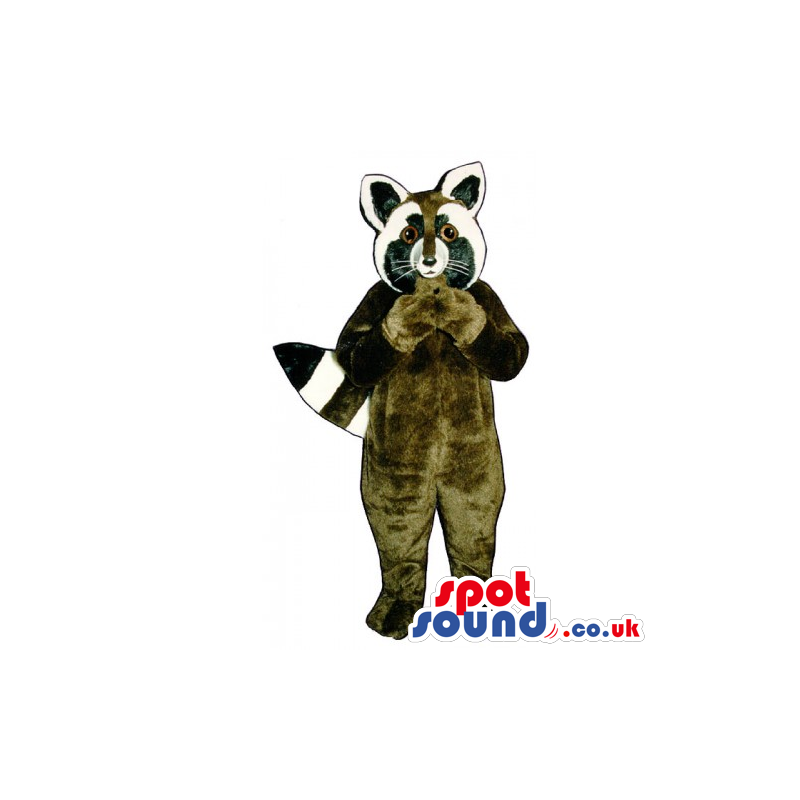 Customizable Brown Raccoon Animal Mascot With Striped Tail -