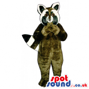 Customizable Brown Raccoon Animal Mascot With Striped Tail -