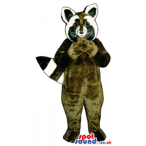 Customizable Brown Raccoon Animal Mascot With Striped Tail -