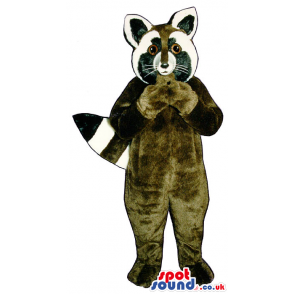 Customizable Brown Raccoon Animal Mascot With Striped Tail -