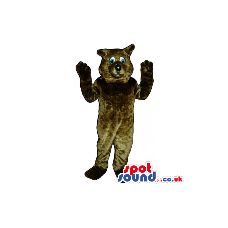 Customizable Dark Brown Cat Pet Mascot With Blue Eyes - Custom