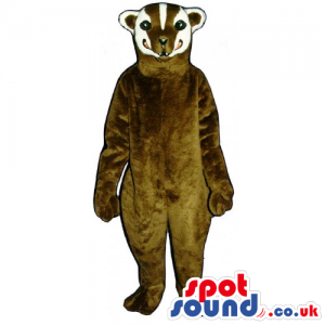Customizable Dark Brown Badger Mascot With A Striped Head -