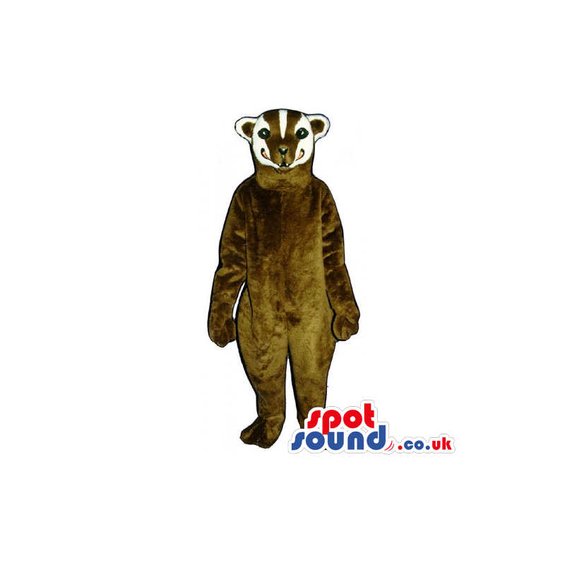 Customizable Dark Brown Badger Mascot With A Striped Head -