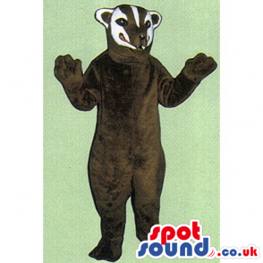 Customizable Dark Brown Badger Mascot With A Striped Head -