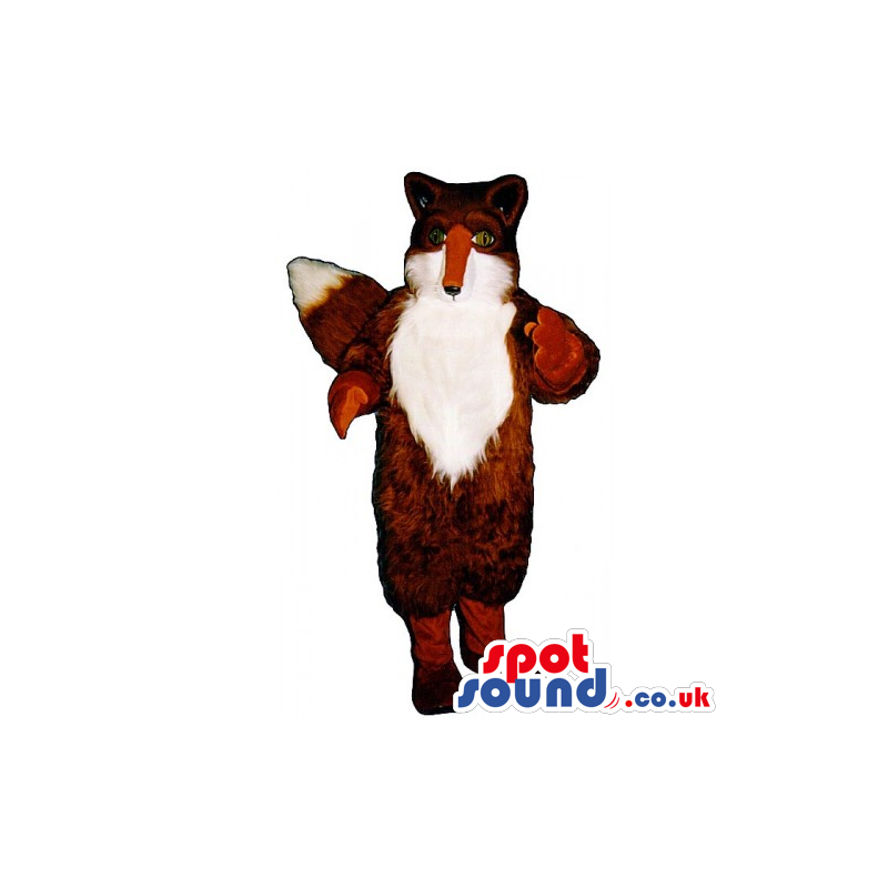 Customizable Plush Brown And White Fox Animal Wildlife Mascot -