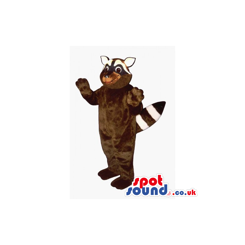 Customizable Brown Raccoon Animal Mascot With White Ears -