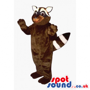 Customizable Brown Raccoon Animal Mascot With White Ears -