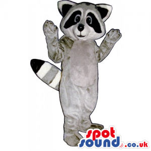 Customizable Grey Raccoon Animal Mascot With A Striped Tail -