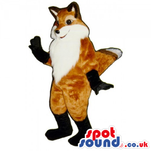 Customizable White And Brown Cute Fox Animal Mascot - Custom