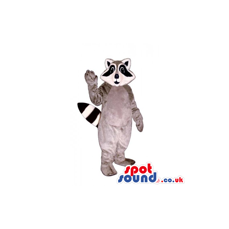 Customizable Grey Raccoon Animal Mascot With Long Black Eyes -