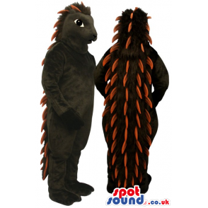 Customizable All Black Porcupine Animal Mascot With Brown