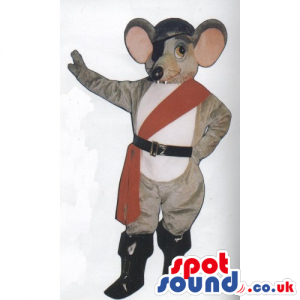 Customizable Grey Mouse Animal Mascot With Pirate Patch -