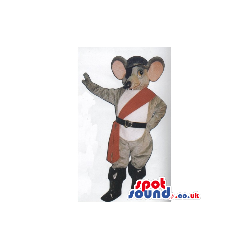 Customizable Grey Mouse Animal Mascot With Pirate Patch -