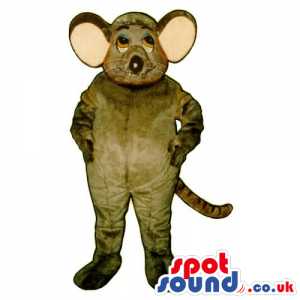 Customizable Grey Mouse Animal Mascot With Big Pink Ears -