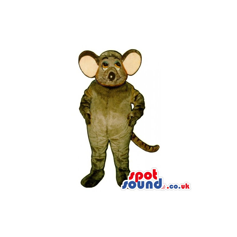 Customizable Grey Mouse Animal Mascot With Big Pink Ears -