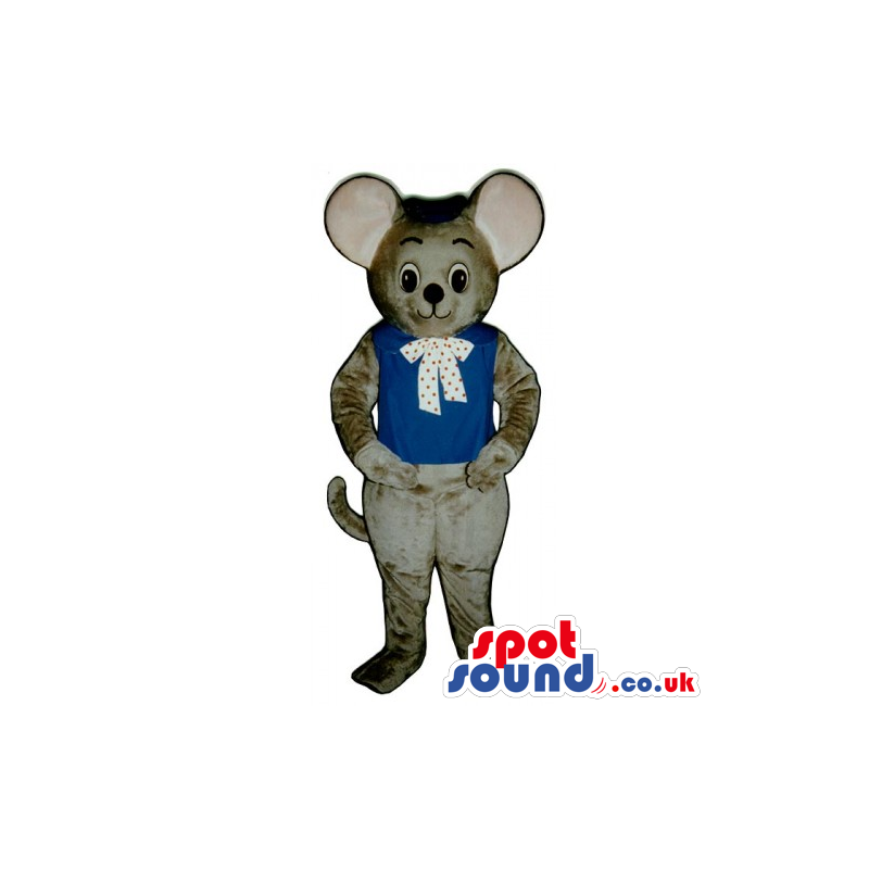 Customizable Grey Mouse Animal Plush Mascot Wearing Boy Clothes