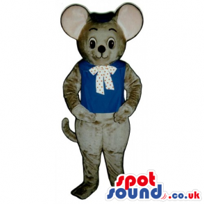 Customizable Grey Mouse Animal Plush Mascot Wearing Boy Clothes