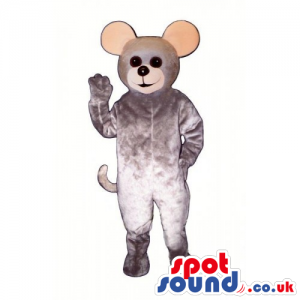 Customizable Grey Mouse Mascot With Round Ears And Black Eyes -