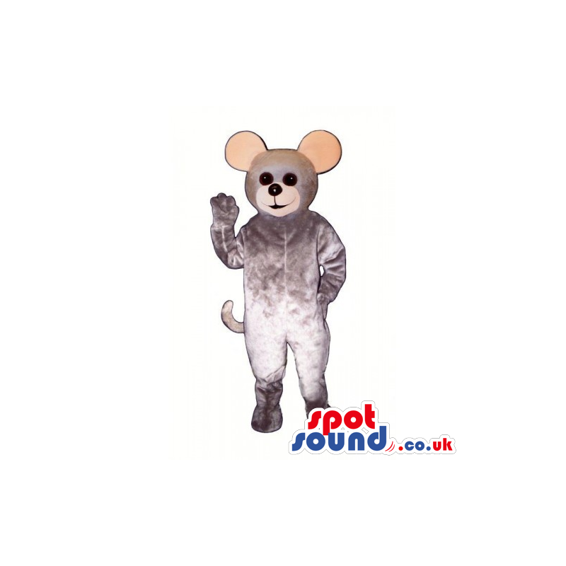 Customizable Grey Mouse Mascot With Round Ears And Black Eyes -