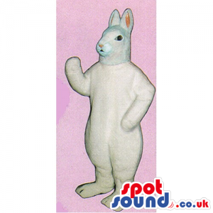 Customizable Plain All Grey Rabbit Mascot With Short Pink Ears