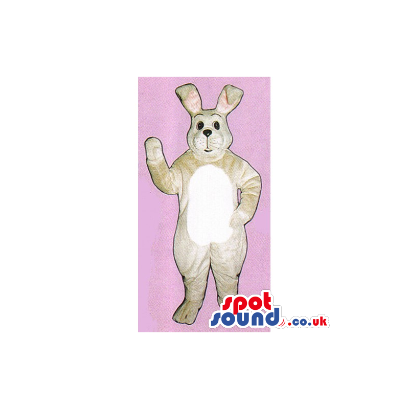 Customizable Beige Rabbit Mascot With A White Belly - Custom