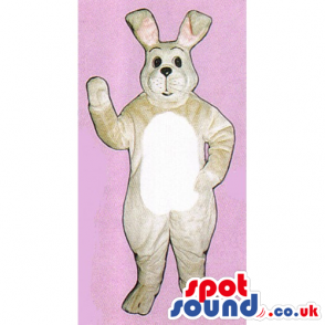 Customizable Beige Rabbit Mascot With A White Belly - Custom