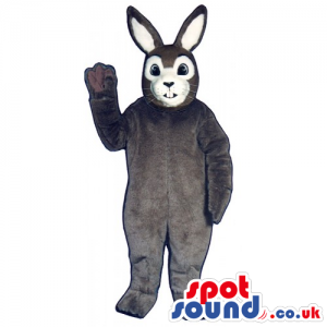 Brown Rabbit Mascot With A White Face Wearing Overalls - Custom