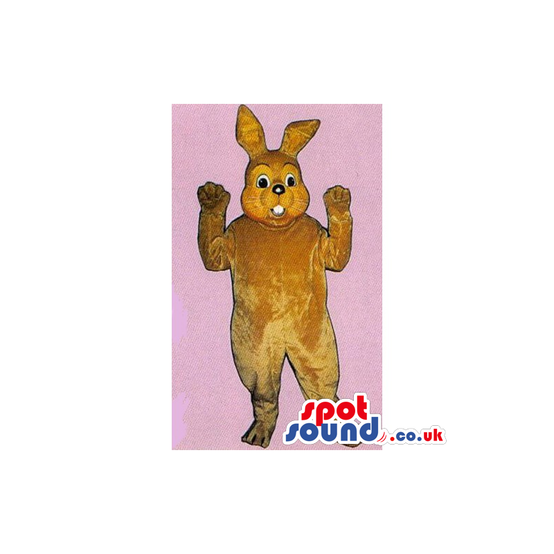 Customizable Brown Rabbit Mascot With Showing Teeth - Custom