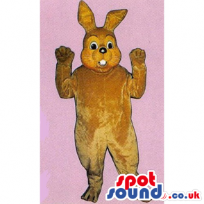 Customizable Brown Rabbit Mascot With Showing Teeth - Custom