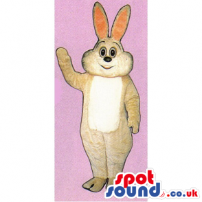 Customizable Beige Rabbit Mascot With A White Belly - Custom