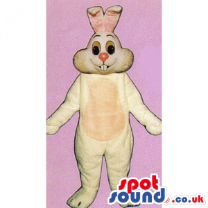 Customizable Beige Rabbit Mascot With A Pink Nose And Belly -