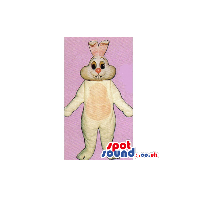 Customizable Beige Rabbit Mascot With A Pink Nose And Belly -