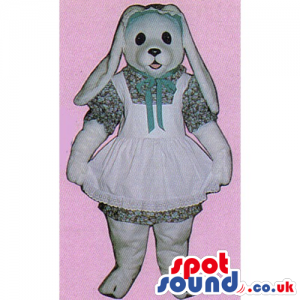 Customizable White Rabbit Mascot With Very Long Ears - Custom