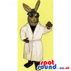 Customizable Brown Rabbit Mascot With Gangster Hat And A Robe -