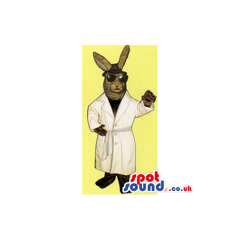 Customizable Brown Rabbit Mascot With Gangster Hat And A Robe -