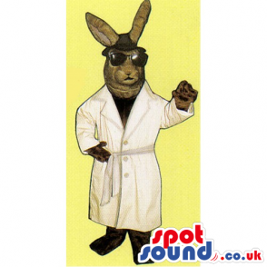 Customizable Brown Rabbit Mascot With Gangster Hat And A Robe -