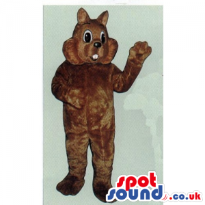 Customizable All Brown Cat Mascot With Funny Teeth - Custom