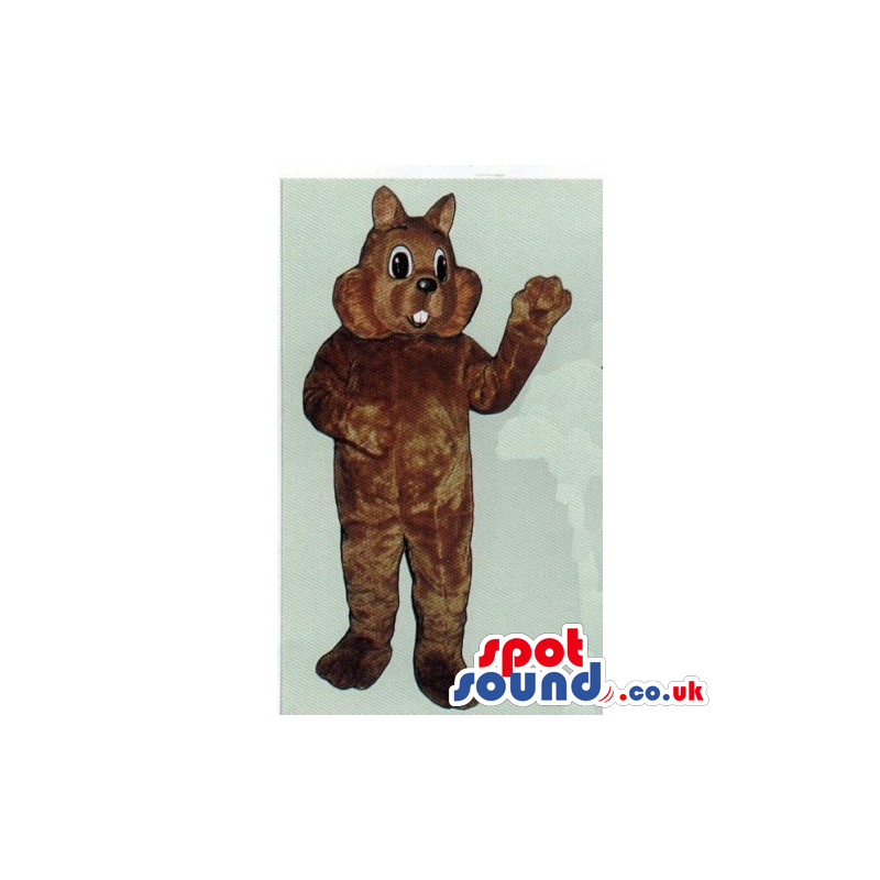 Customizable All Brown Cat Mascot With Funny Teeth - Custom