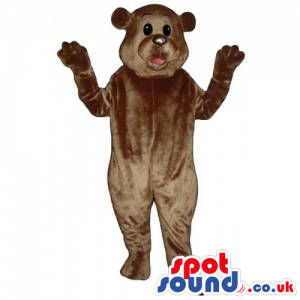 Customizable All Brown Bear Animal Mascot With Round Black Eyes
