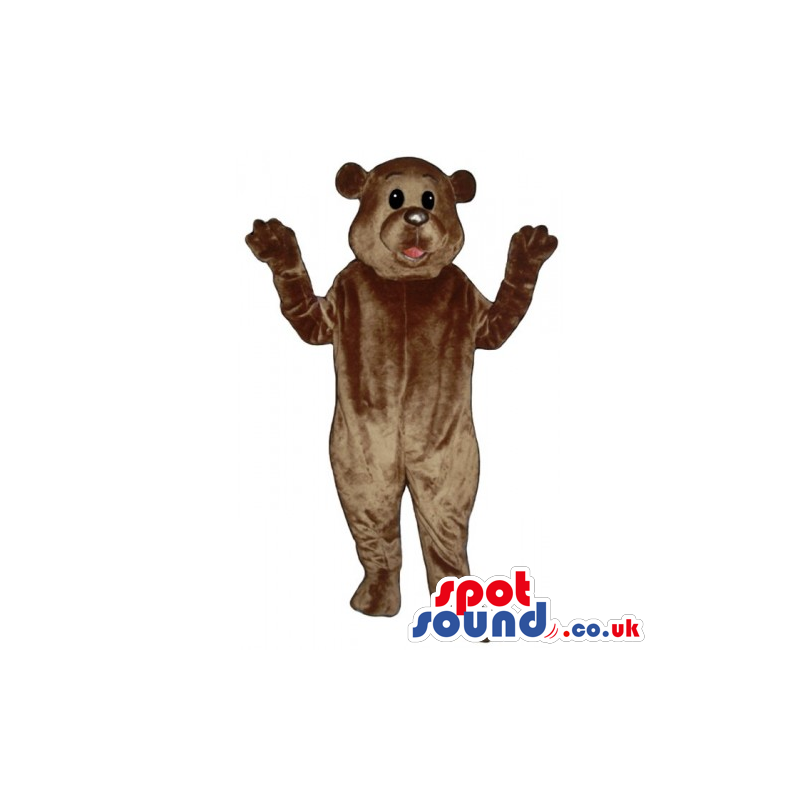 Customizable All Brown Bear Animal Mascot With Round Black Eyes