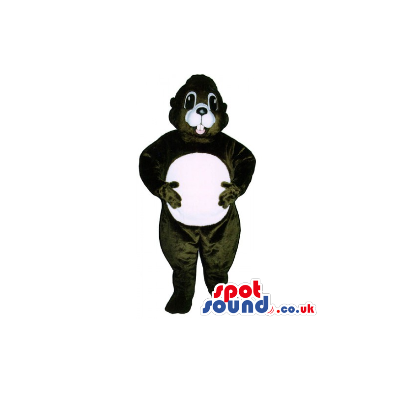 Customizable Dark Brown Chipmunk Mascot With Round White Belly