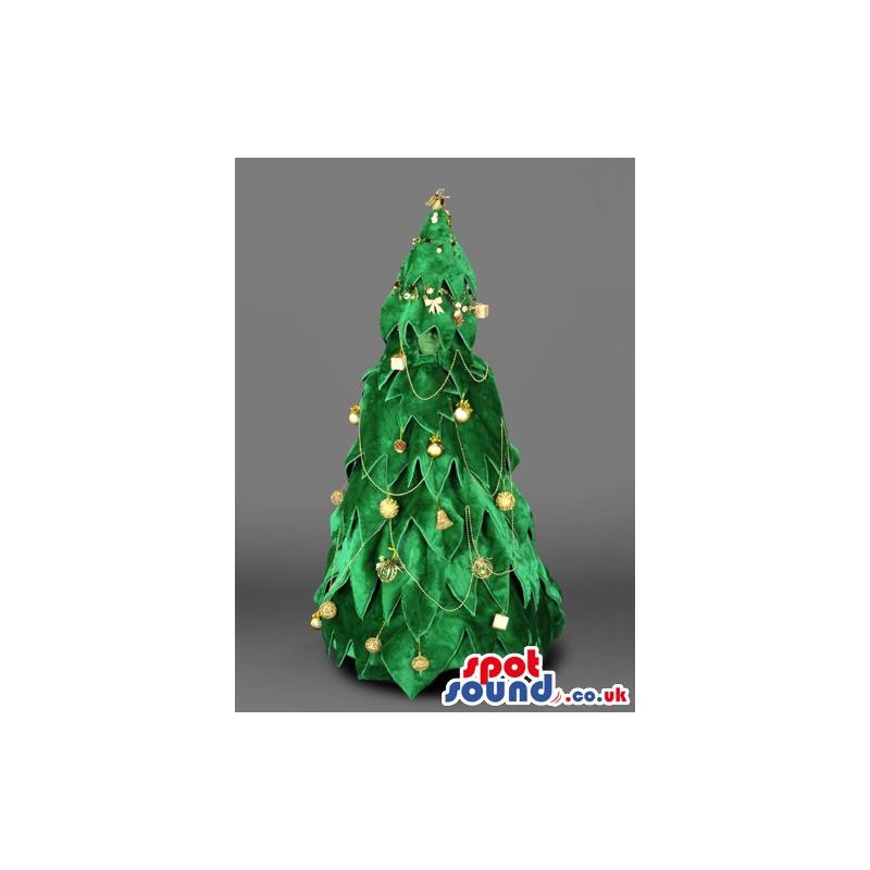 Decorated green colour beautiful christmas tree mascot - Custom