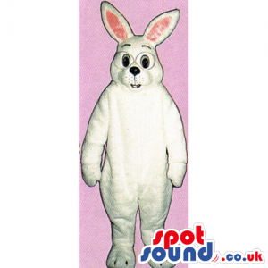 Customizable All White Rabbit Mascot Wearing Glasses - Custom