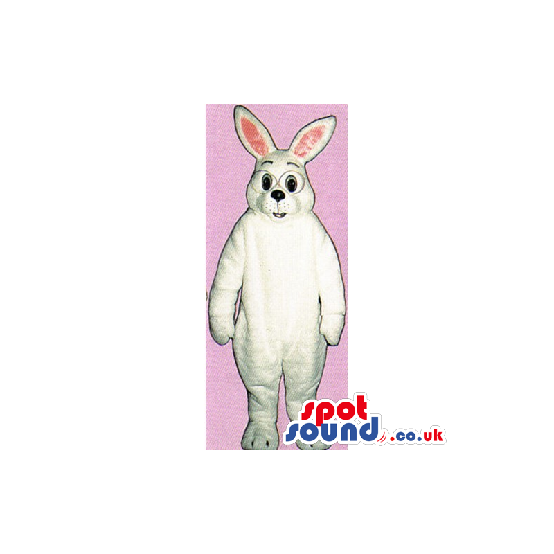 Customizable All White Rabbit Mascot Wearing Glasses - Custom