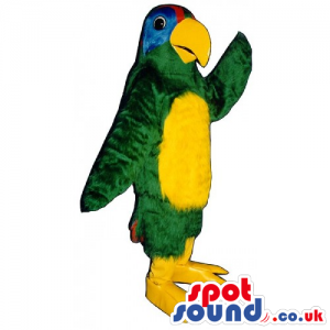 Customizable Colorful Parrot Bird Mascot With Yellow Belly -