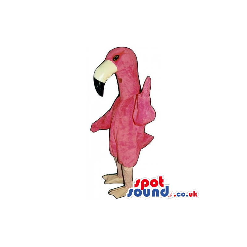 Customizable Pink Flamingo Bird Mascot With Big Beak - Custom